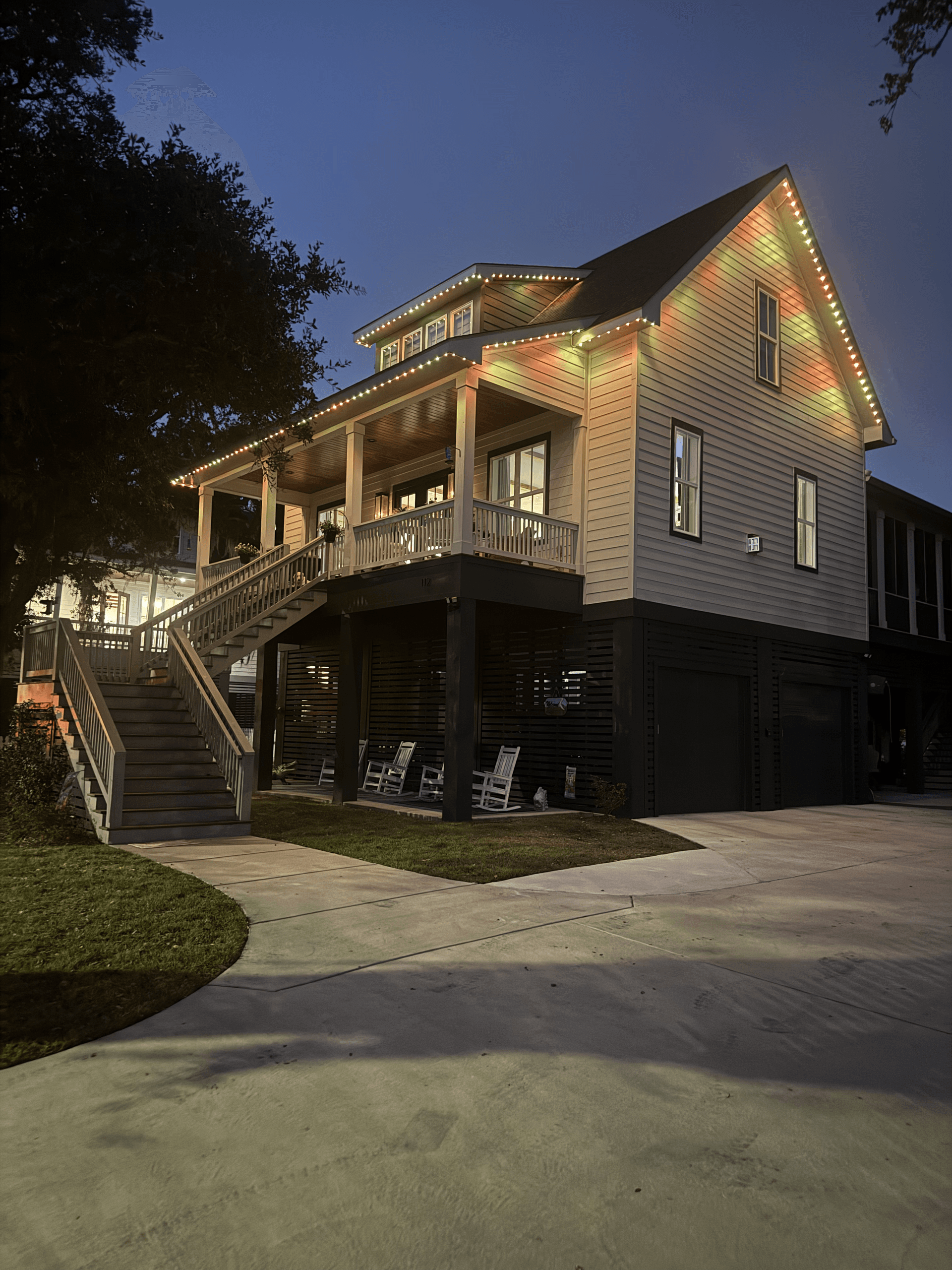 Outdoor lighting on a Long Island home